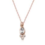 Gümüş Rose Çiğ Damlası Tektaş Bayan Kolye
