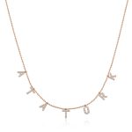 Gümüş Rose Atatürk Yazılı Bayan Kolye