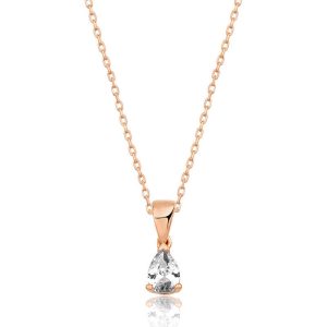 Gümüş Rose Damla Taş Kolye