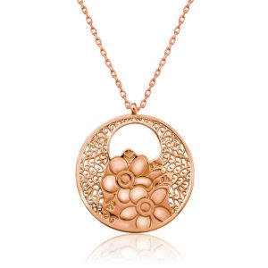 Gümüş Rose Yaşam Çiçeği Kolye