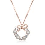 Gümüş Rose İnci Kurdele Kadın Kolye