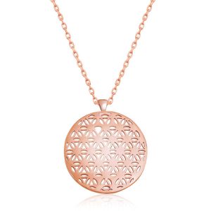 Gümüş Rose Yaşam Çiçeği Kolye