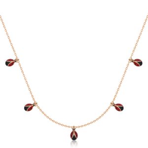 Gümüş Rose Uğur Böceği Şans Kadın Kolye