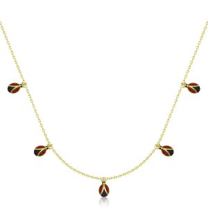 Gümüş Gold Uğur Böceği Şans Kadın Kolye