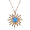 Gümüş Rose Mavi Opal Taşlı Güneş Kadın Kolye