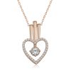 Gümüş Rose Kalpli Tek Taş Kadın Kolye