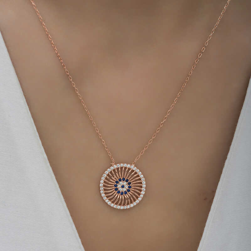 Gümüş Rose Nazar Kadın Kolye