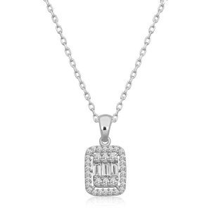 Gümüş Baget Taşlı Kadın Kolye