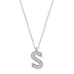 Gümüş Rodyum S Harfi Kadın Kolye