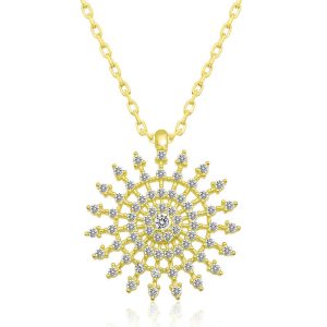 Gümüş Gold Güneş Kadın Kolye