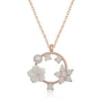 Gümüş Rose Manolya Çiçeği Yıldız Kadın Kolye