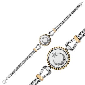 Gümüş Ay Yıldız Erkek Bileklik