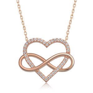 Gümüş Rose Kalpli Sonsuzluk Kadın Kolye