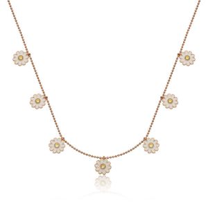 Gümüş Rose Papatya Şans Kadın Kolye