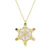 Gümüş Gold Renkli Taşlı Kar Tanesi Kadın Kolye