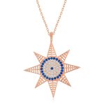 Gümüş Rose Nazarlı Kutup Yıldızı Kadın Kolye