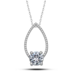 Gümüş Tektaş Damla Kadın Kolye