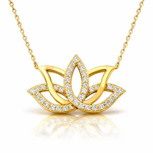 Gümüş Gold Lotus Çiçeği Kadın Kolye