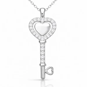 Gümüş Kalpli Anahtar Kadın Kolye
