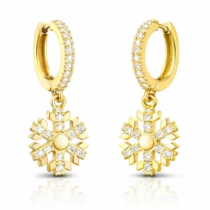 Gümüş Sallantılı Gold Kar Tanesi Kadın Küpe