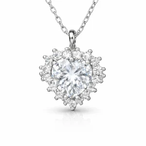 Gümüş Zirkon Taşlı Kalp Kadın Kolye