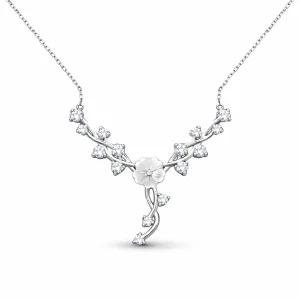 Gümüş Manolya Çiçeği Sarmaşık Kadın Kolye