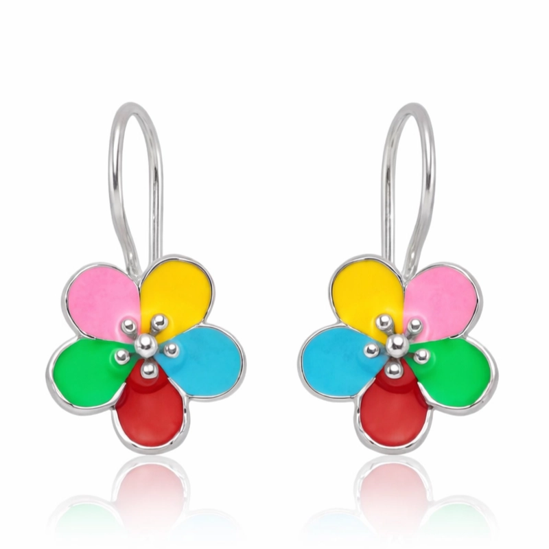 Gümüş Sallantılı Çiçek Çocuk Küpesi